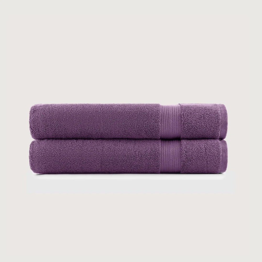 Onuia Ultrasoft Cotton Bath Towels 600 GSM Purple 55x28 Set of 2